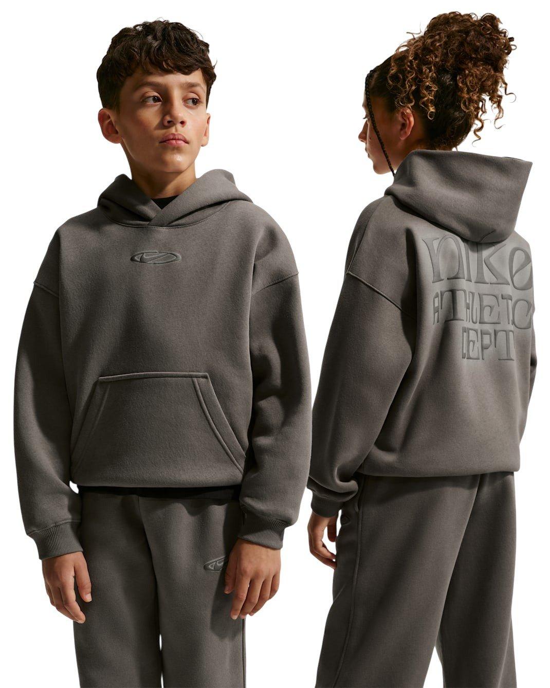 Nike Big Kids' Sportswear Club Fleece Oversized Hoodie - Dark Grey - DARK GREY